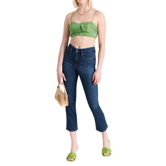 Good American Good Straight Jeans Blue358 High Rise Cropped Stretch 14/32 - Picture 1 of 8